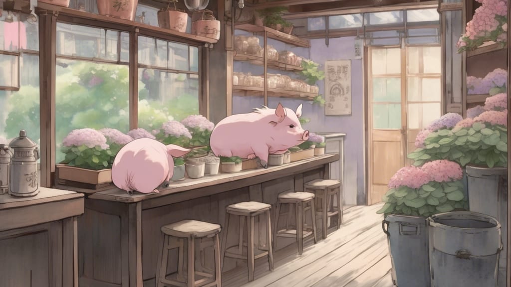 Blue Apple ~shaved ice Cafe~ - Pig Cafe Cafe in Ashikaga, Japan