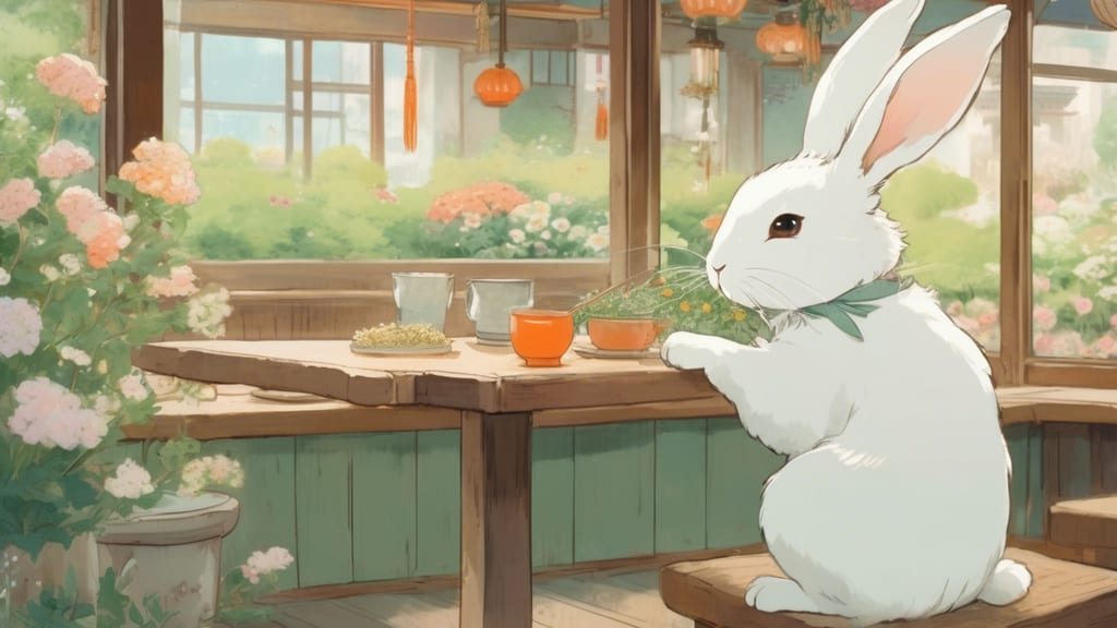 月うさぎ - Rabbit Cafe Cafe in Tsubame, Japan