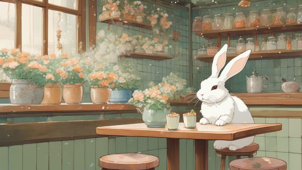 Usagi - Rabbit Cafe Cafe in Chuomachi, Japan