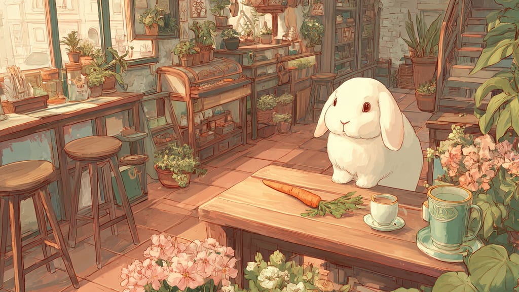 Hana Usagi - Rabbit Cafe Cafe in Semboku, Japan
