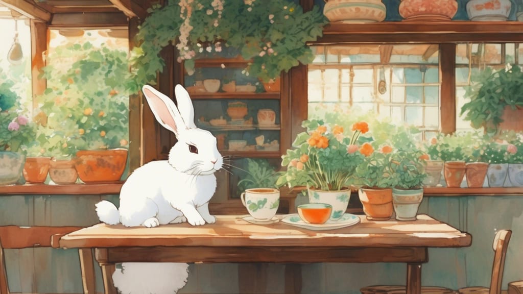 Moon Rabbit - Rabbit Cafe Cafe in Kameoka, Japan